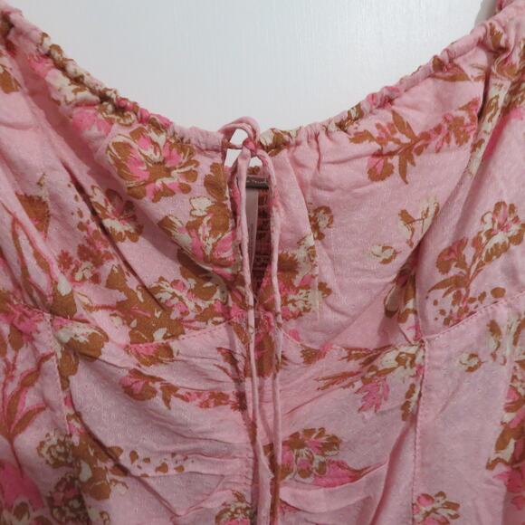 Free People Womens Sz S Pink Combo Hilary Printed Top Floral Square Neck Blouse - Picture 4 of 8